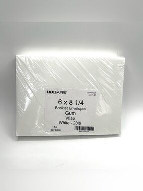Lux Paper White Booklet Invitation Envelopes 6” x 8 1/4” - Pack of 50